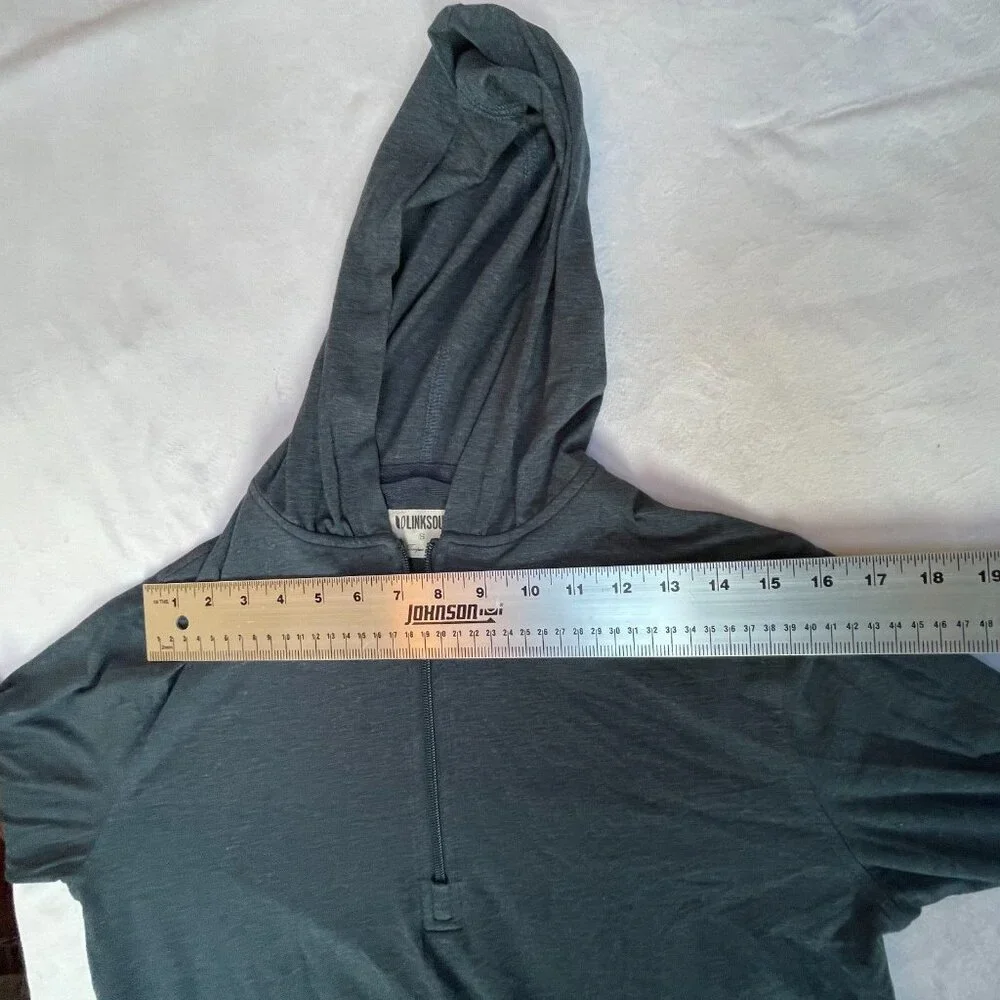 Linksoul Tempus Fugit Mens Small Gray 1/4 Zip Hooded Shirt Pullover Stretch